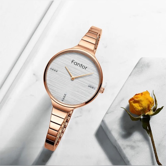 Designer - 👩🎨 Fantor Women’s Luxury Waterproof Bracelet Watch - Rose Gold - Picture 1 of 13